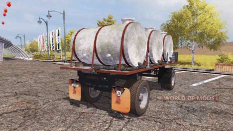 Trailer with barrels milk and water v2.0 pour Farming Simulator 2013