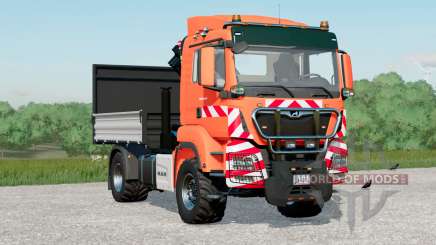 MAN TGS 18.500 4x4 Fatbed Truck with Crane für Farming Simulator 2017